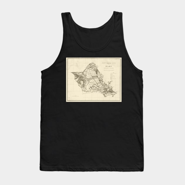1900s Historical Oahu Map in Sepia Tank Top by WayneOxfordPh